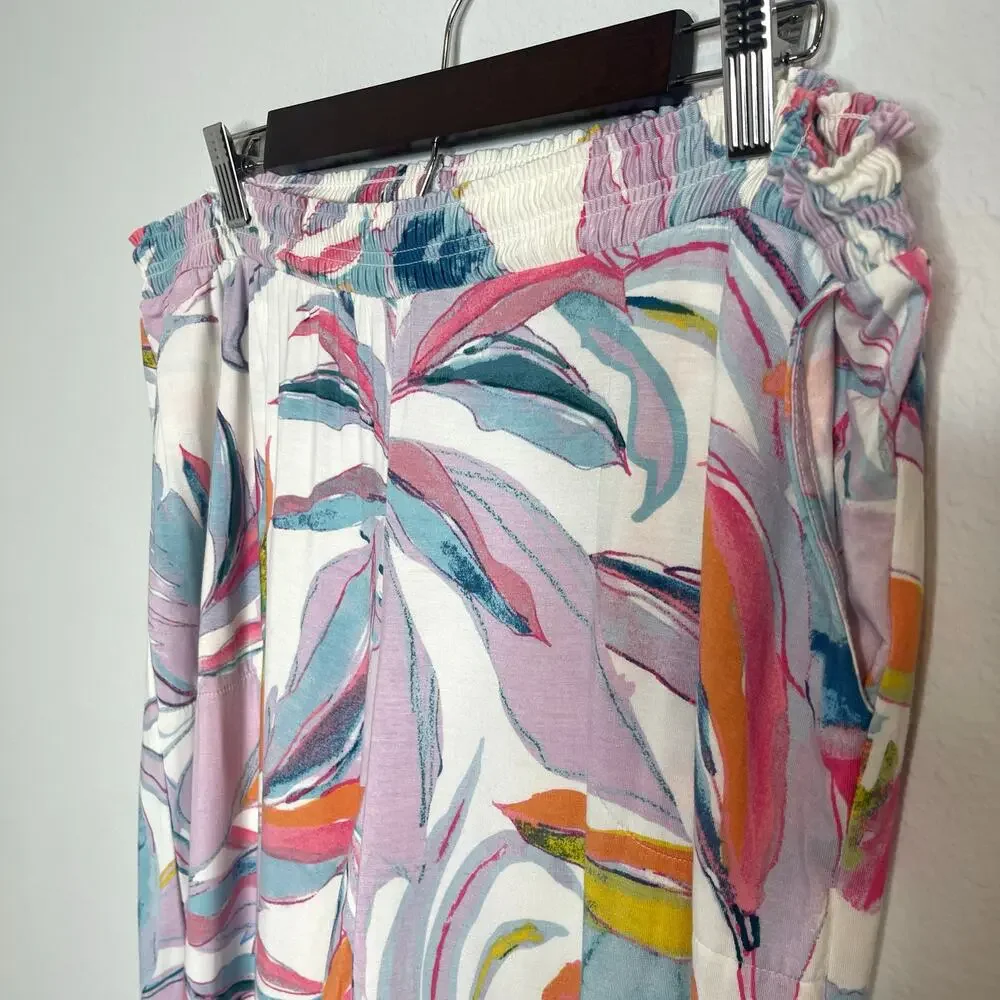 Soma Lounge Pajama Pants Women’s L Soft Stretch Floral Vibrant Multicolor Pastel - Picture 3 of 11
